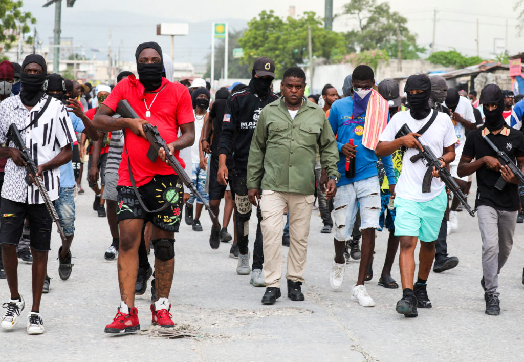 Jimmy "Barbecue" Cherizier leads a march against Prime Minister Ariel Henry, in Port-au-Prince